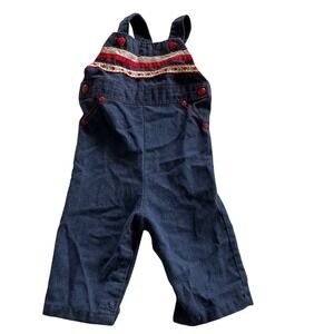 Health-tex Overalls Baby 9 Months Blue Vintage 70's  Heart Trim Denim USA Made